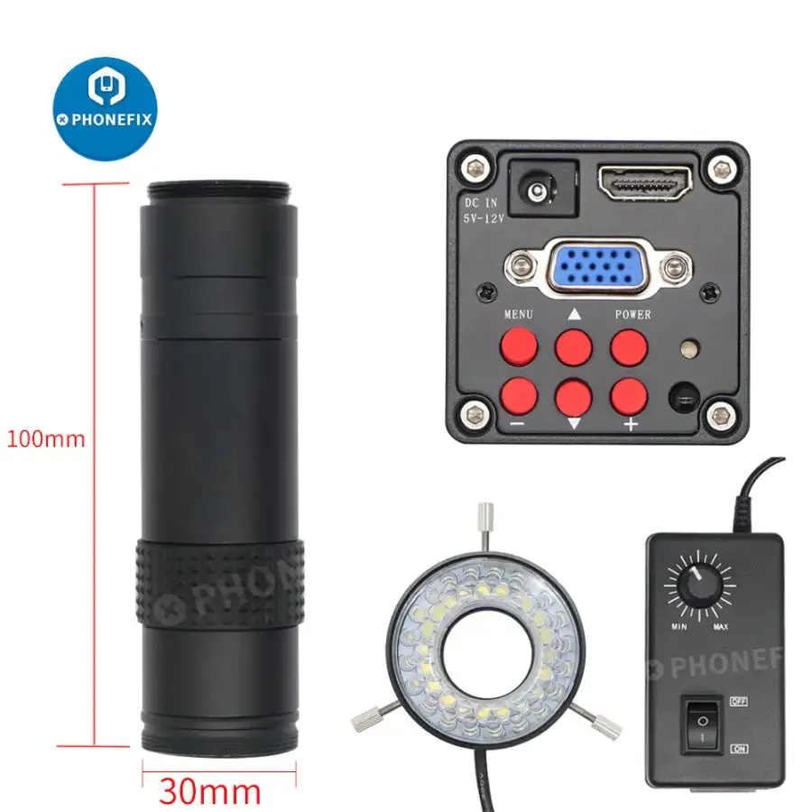 360° Rotatable Microscope Set Industrial Camera with 130X Lens Super Clamp