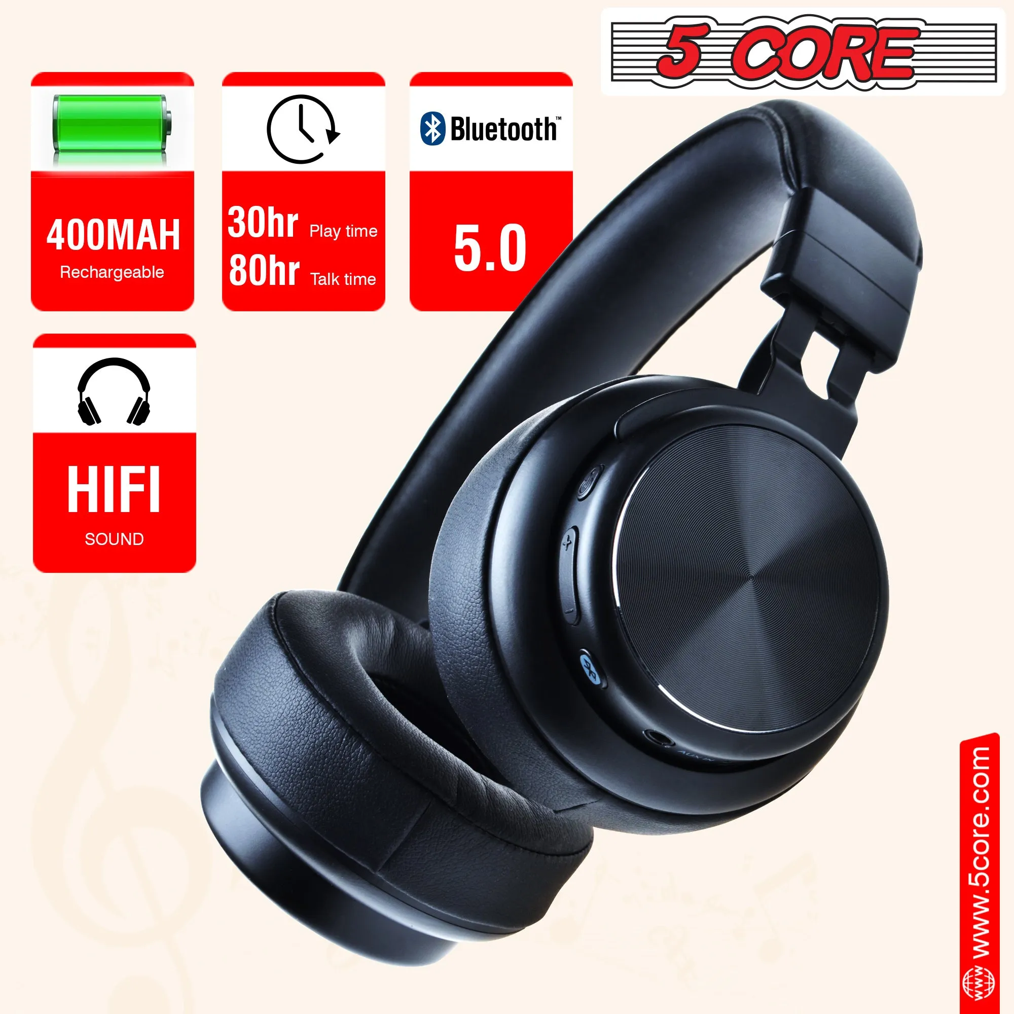 5 Core Bluetooth Wireless 5.0 USB Noise Cancelling Headset