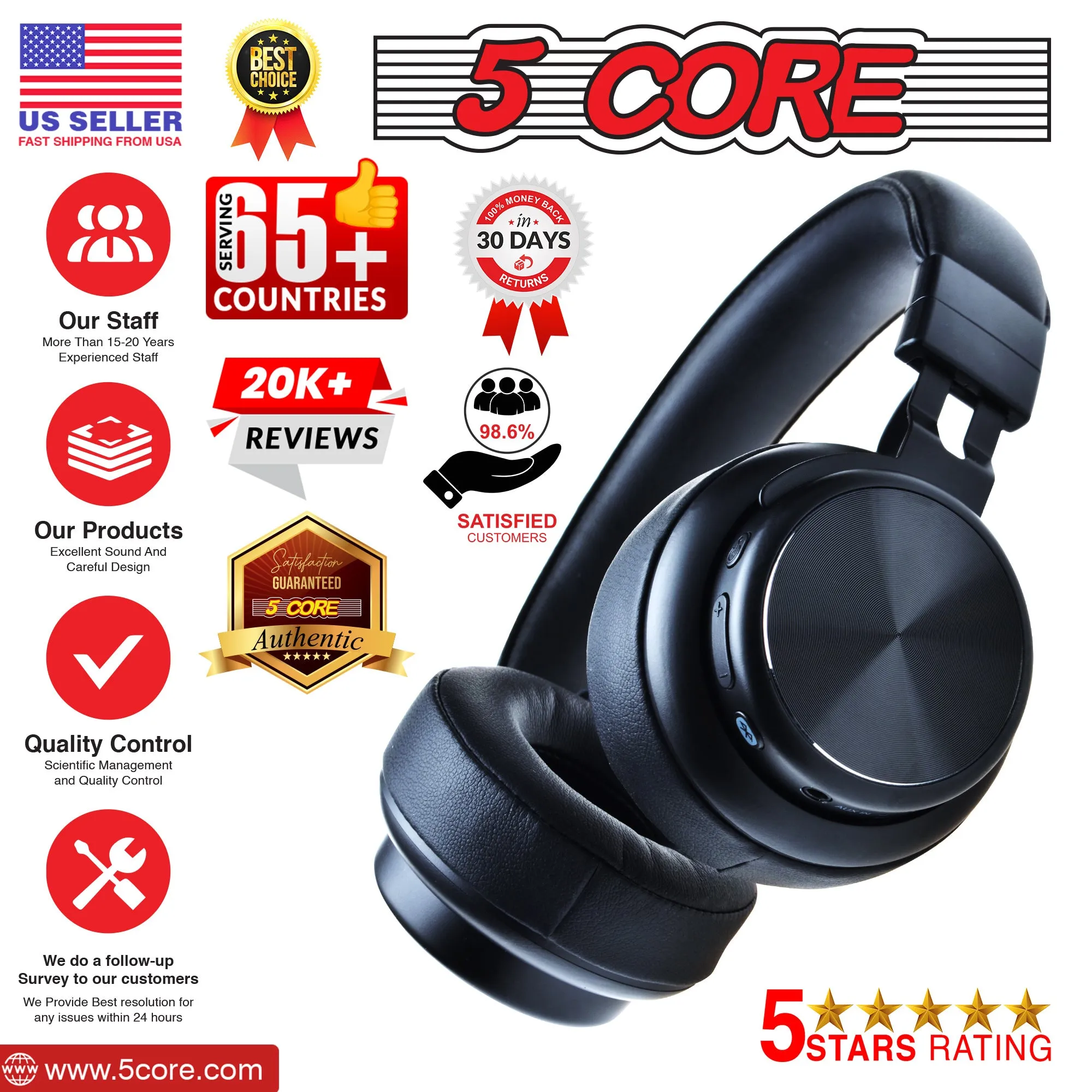 5 Core Bluetooth Wireless 5.0 USB Noise Cancelling Headset