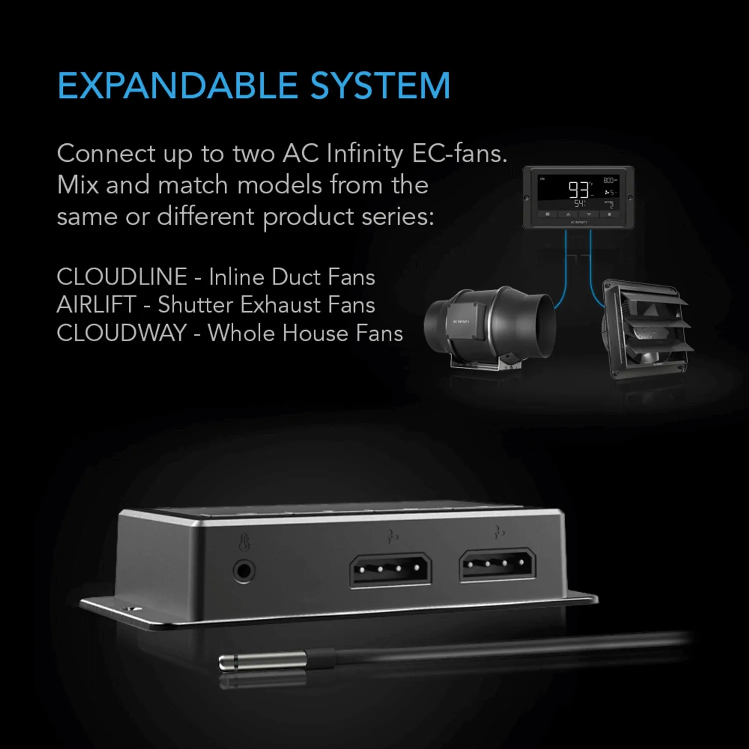 AC Infinity CONTROLLER 67, Temperature and Humidity Fan Controller, with Scheduling, Cycles, Dynamic Speed, Data App