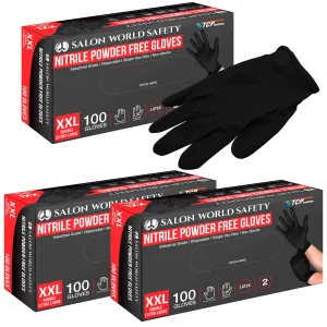 Black Nitrile Disposable Gloves, 3 Boxes of 100 - XX-Large, 4 Mil Thick - Latex and Powder Free, Textured Tips, Food Safe, Extra-Strong Protection