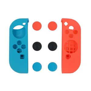 Blue& Red Silicone Case with 3-Set Thumb Stick Caps for Nintendo Switch/ Switch Oled Joy-Con Controller