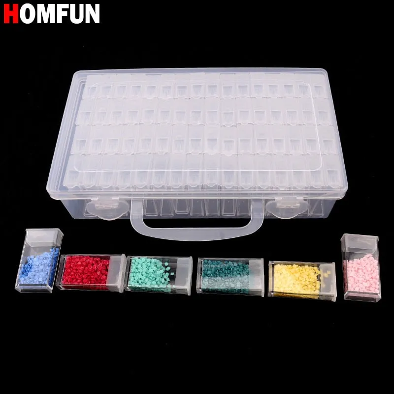 Diamond Storage Box | 64 Grid Transparent Storage Container | Rhinestone Carrying Box