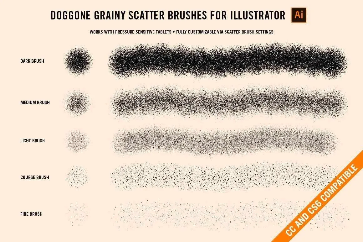 Doggone Grainy Scatter Brushes by Von Glitschka | for Illustrator