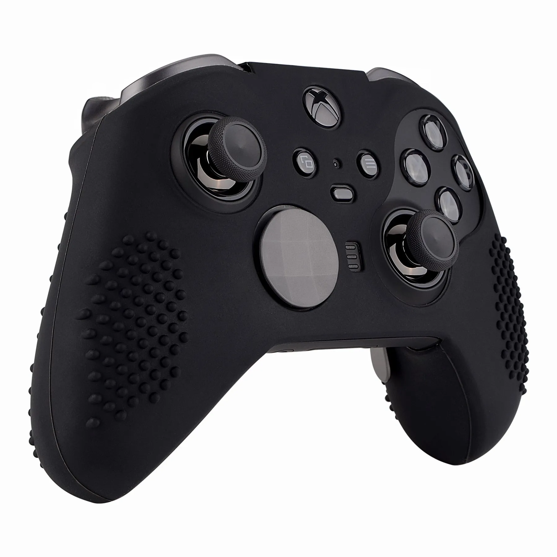 eXtremeRate PlayVital Black Soft Anti-Slip Silicone Cover Skins, Controller Protective Case for New Xbox One Elite Series 2 (Model 1797 and Core Model 1797) with Thumb Grips Analog Caps -XBOWP0042GC