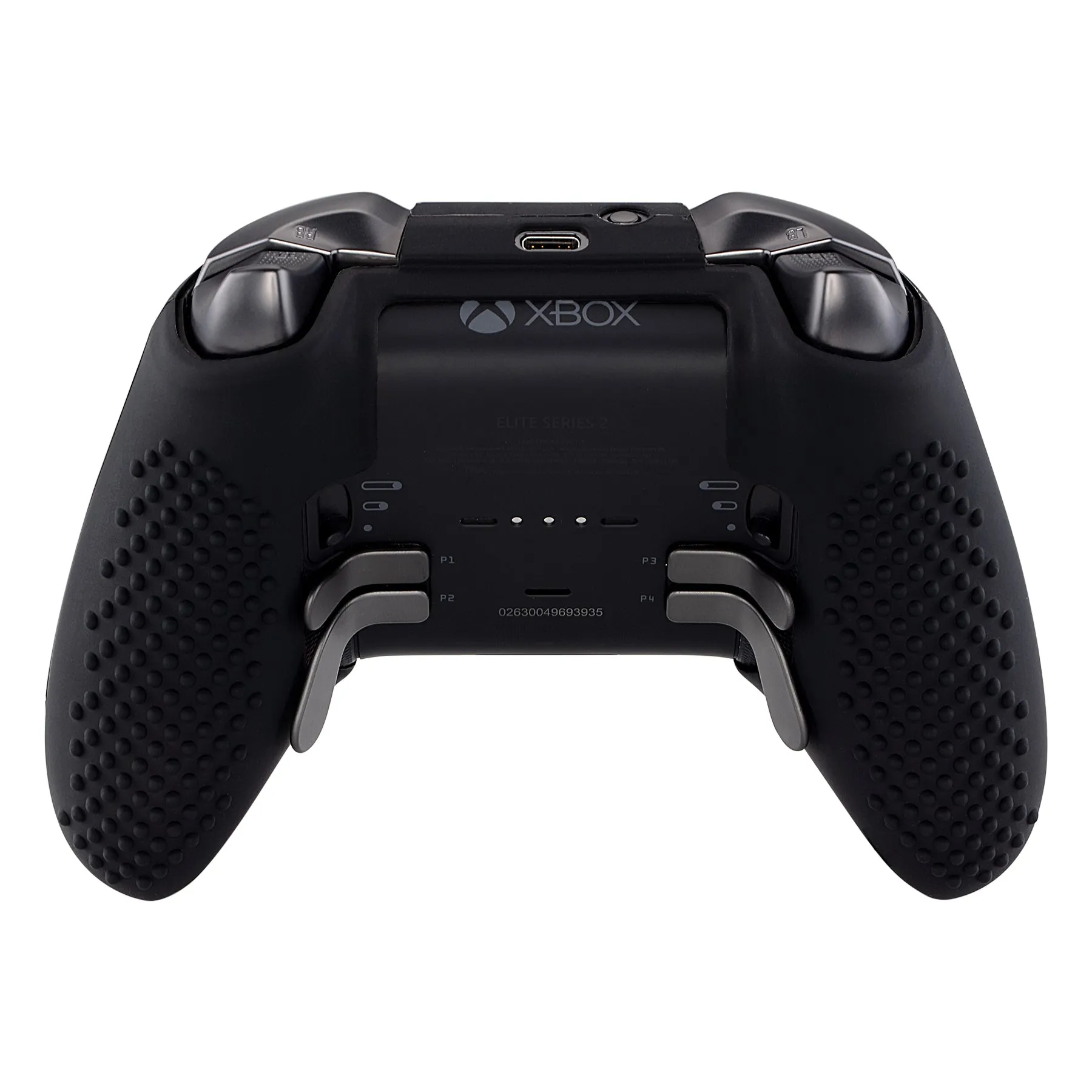 eXtremeRate PlayVital Black Soft Anti-Slip Silicone Cover Skins, Controller Protective Case for New Xbox One Elite Series 2 (Model 1797 and Core Model 1797) with Thumb Grips Analog Caps -XBOWP0042GC