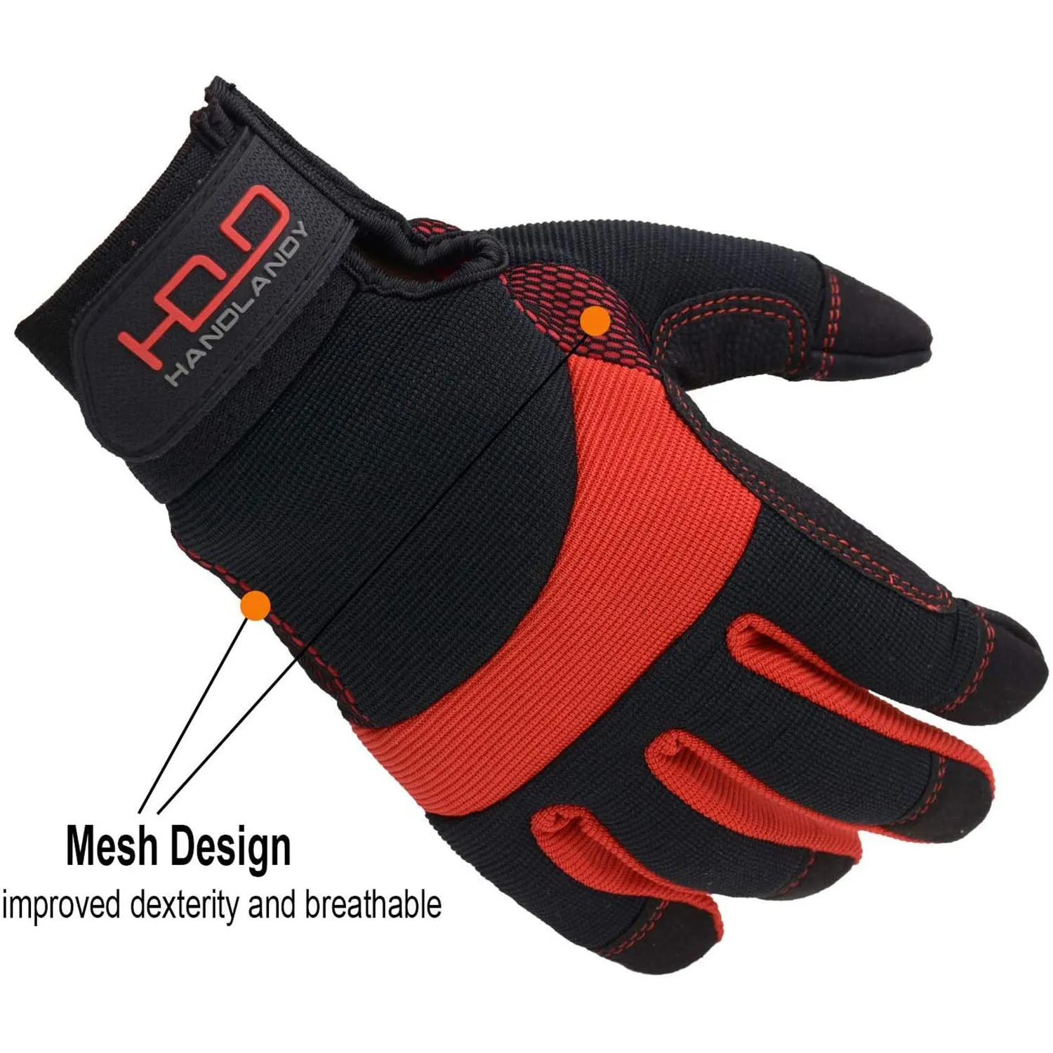 Handlandy Men Women Work Gloves Anti Vibration Lightwork Trucker 5805RE