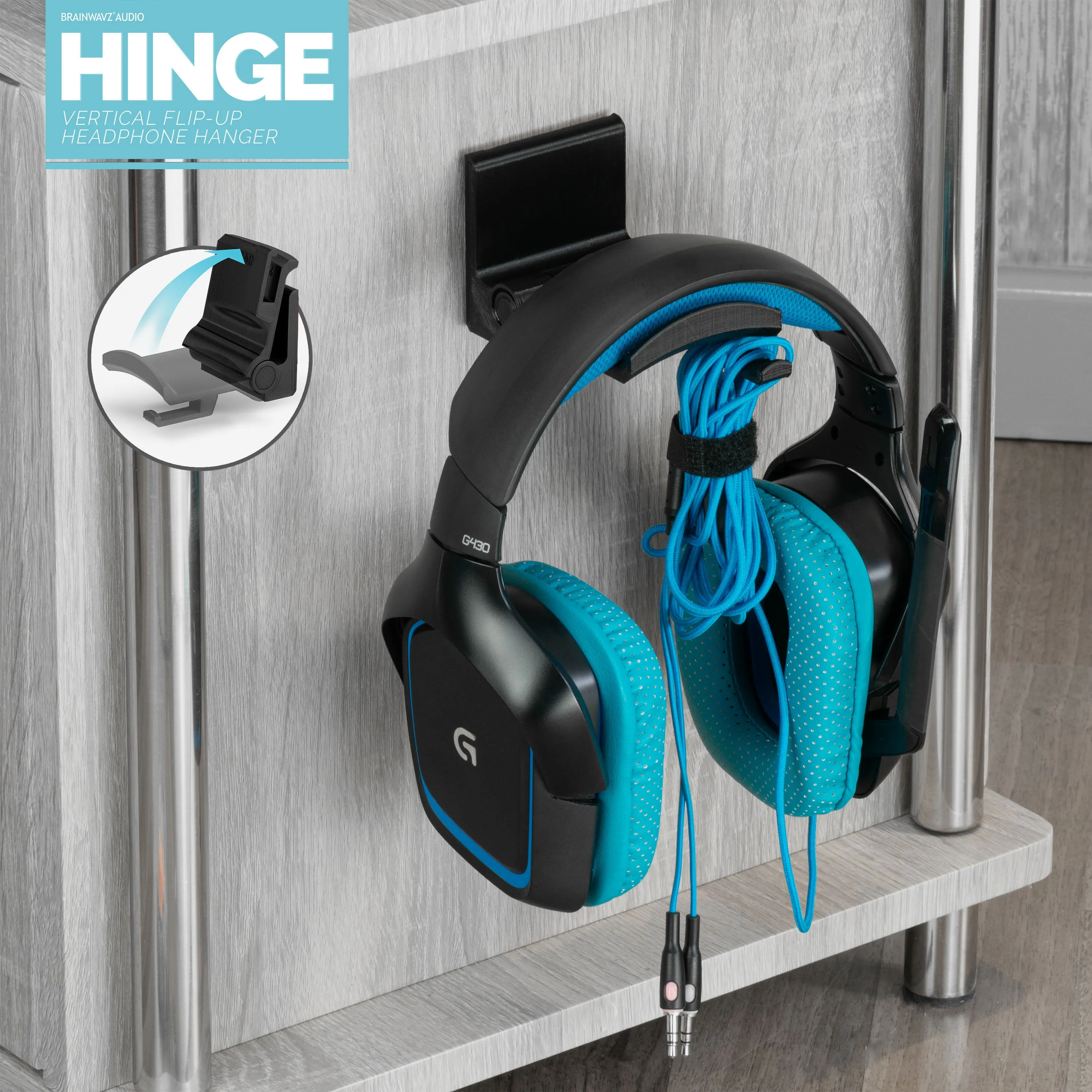 Hinge - Foldable Wall Mounted Headphone Hanger Holder Stand