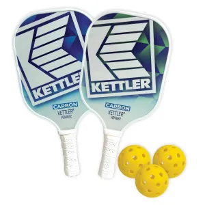 KETTLER Carbon Tech Pickleball Set - 2 Paddles, 3 Balls and a Convenient shoulder bag