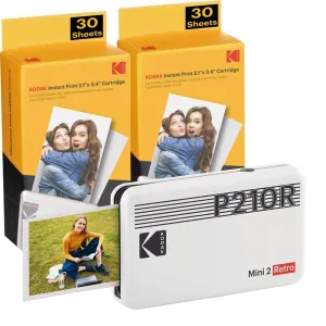 Kodak Instant Camera Mini Shot 2 Retro Cartridge Bundle - White