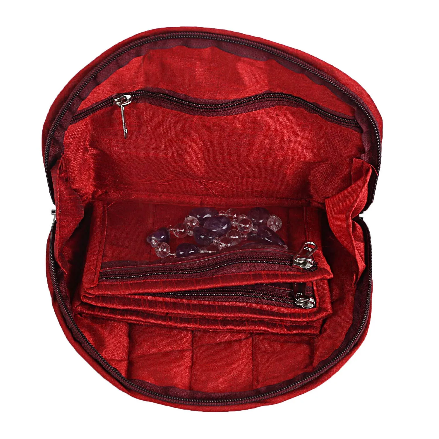 Kuber Industries Cotton Jewellery Pouch Kit (RED)