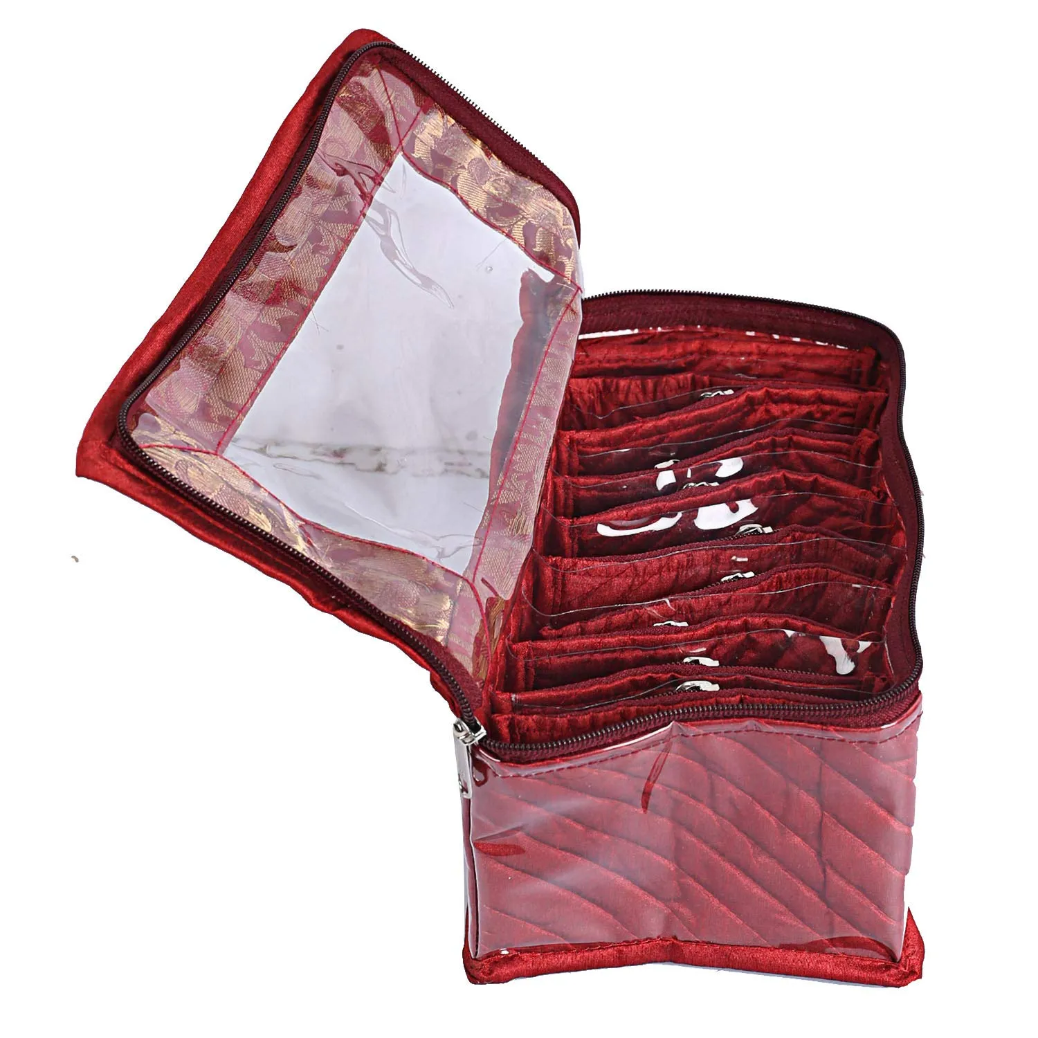 Kuber Industries CTKTC05316 Laminated Satin Pouch Jewellery Box (Maroon)