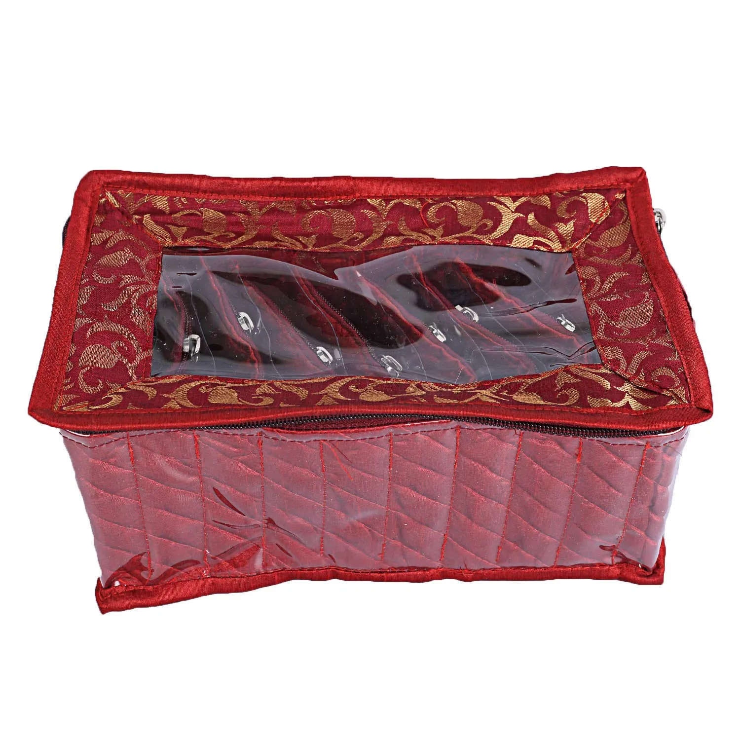 Kuber Industries CTKTC05316 Laminated Satin Pouch Jewellery Box (Maroon)