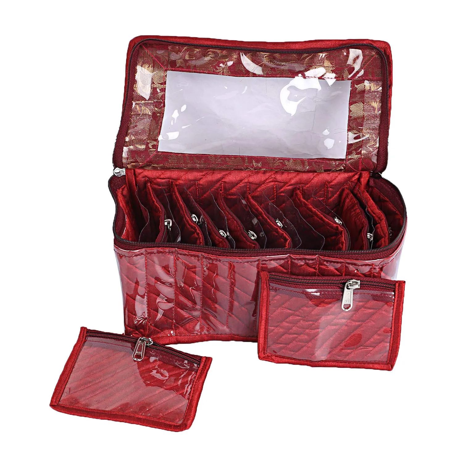 Kuber Industries CTKTC05316 Laminated Satin Pouch Jewellery Box (Maroon)