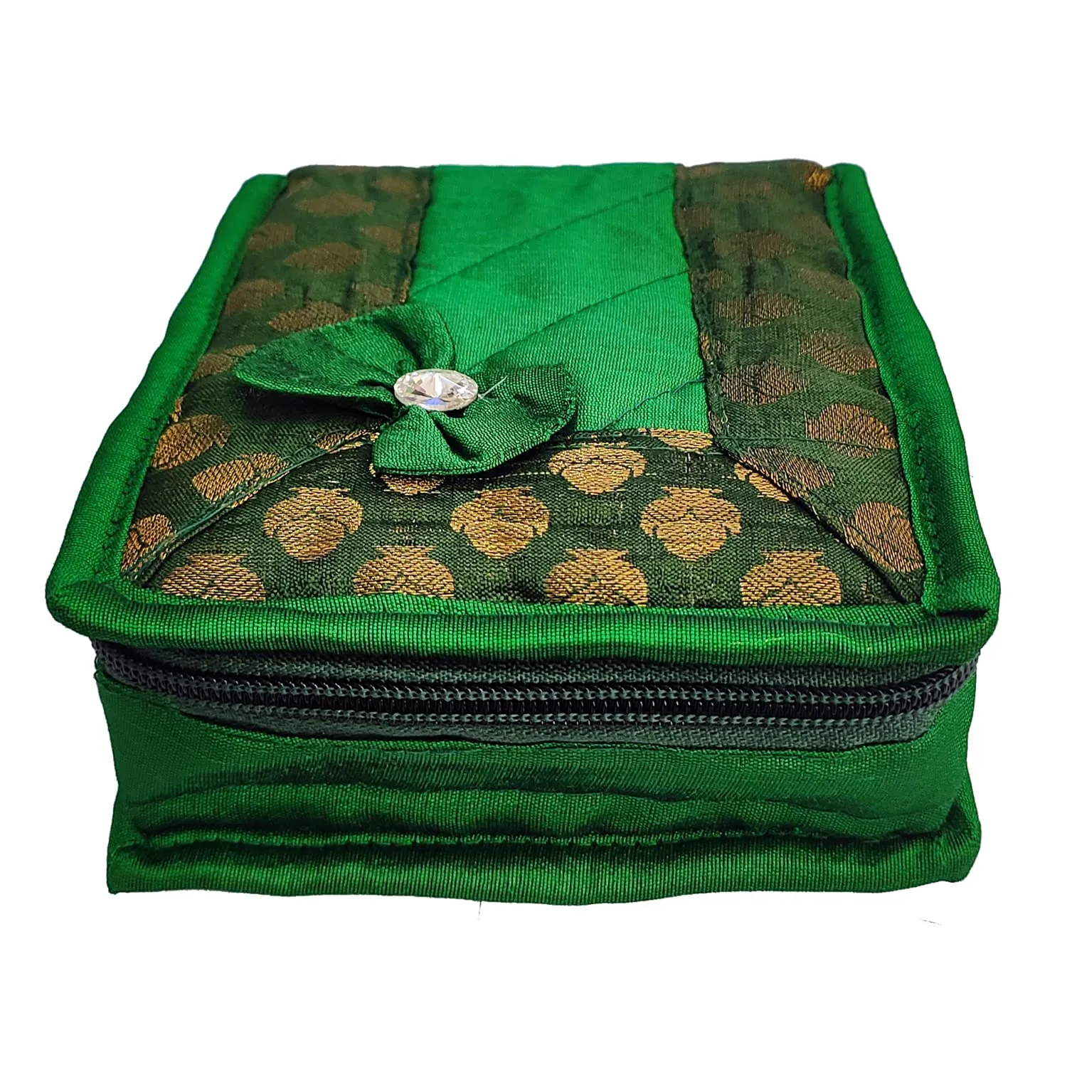 Kuber Industries Small Bow Design Cotton Jewellery Kit (Green)