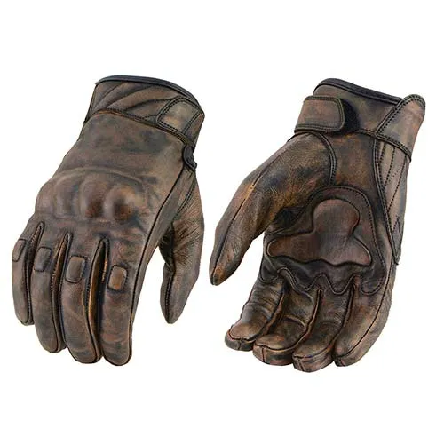 Milwaukee Leather MG7514 Men's Brown Leather with Gel Palm Motorcycle