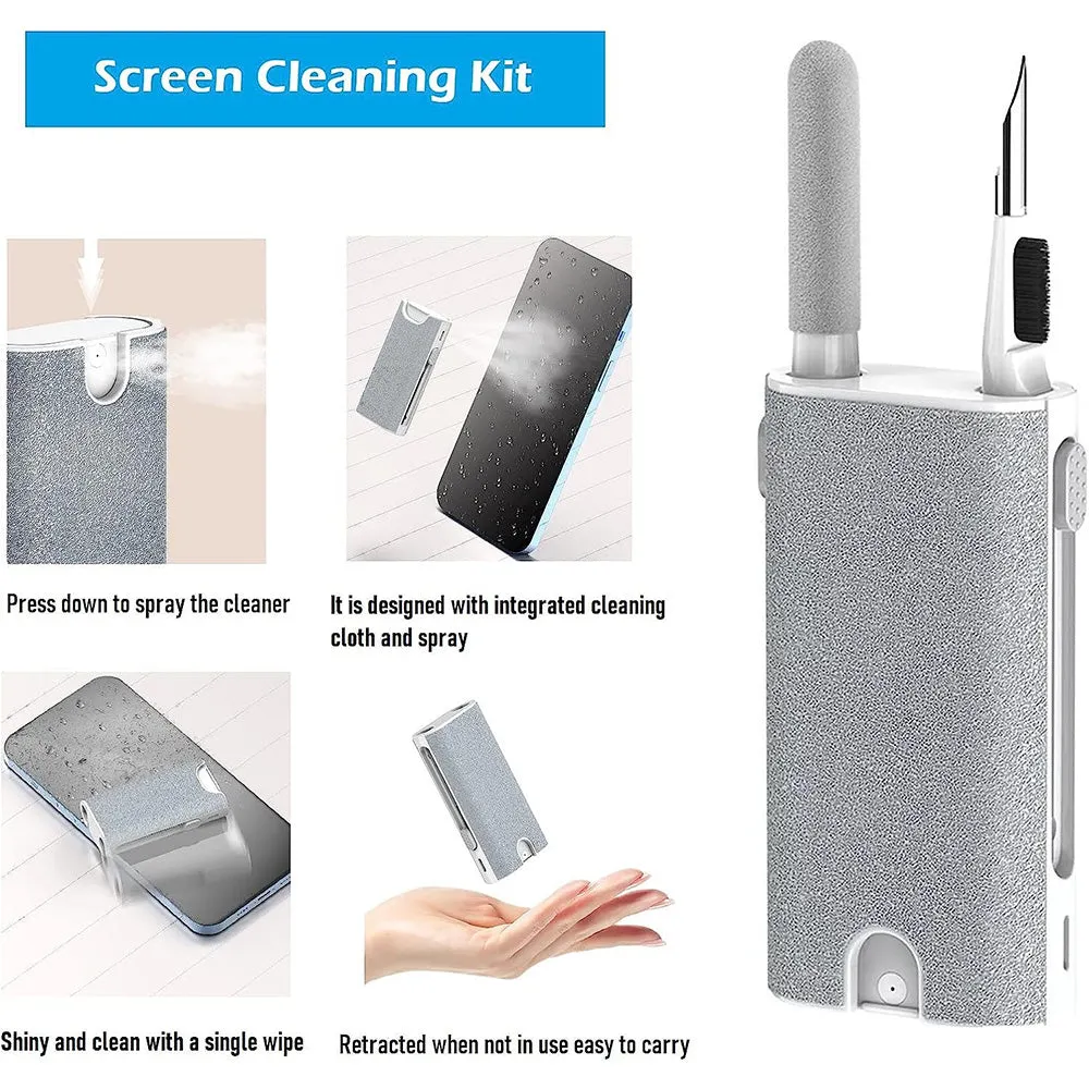 (NET) 5 in 1 Electronics Cleaning Kit  Multifunctional Bluetooth Earphone Cleaning Tool for Computer Cameras, Lenses, Mobile Phones