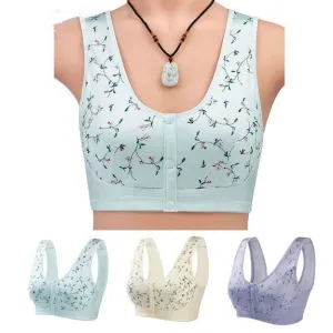 OCW Cotton Floral Convenient Front Button Bra