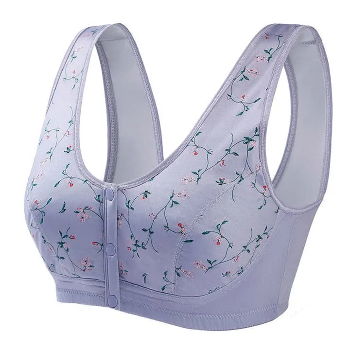 OCW Cotton Floral Convenient Front Button Bra