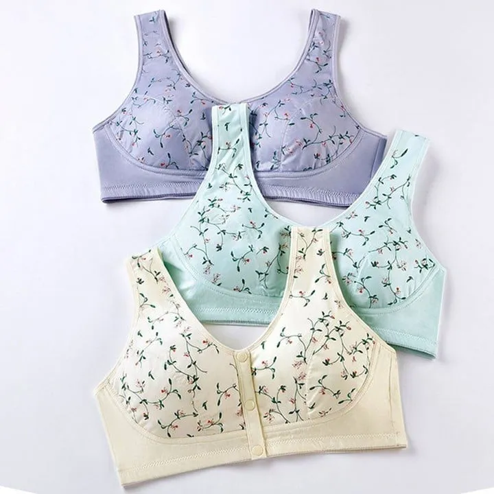 OCW Cotton Floral Convenient Front Button Bra