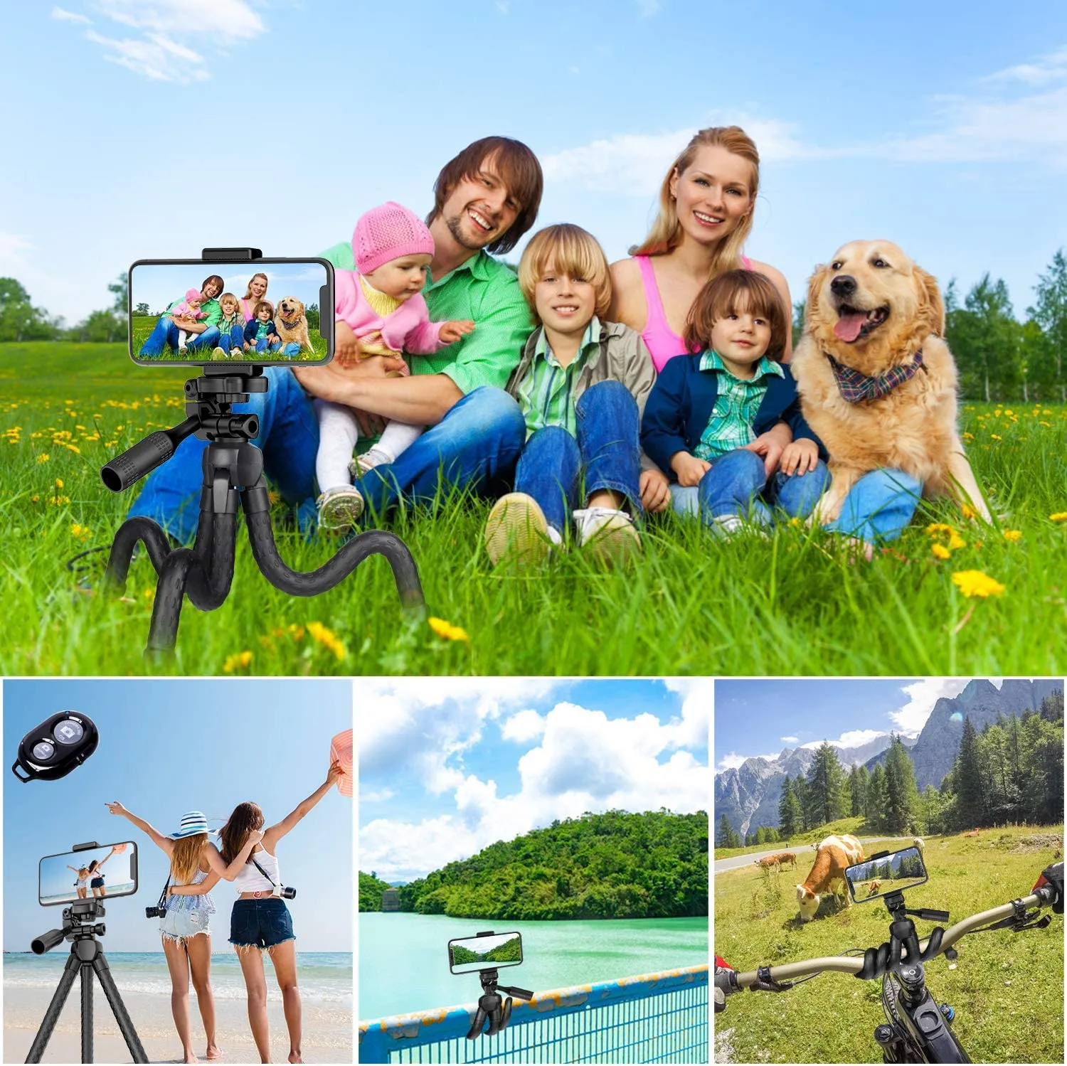 Portable And Adjustable Flexible Phone Tripods Camera Stand Holder With Wireless