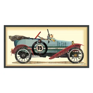 "Antique Automobile 1" Dimensional Collage Framed Graphic Art Under Glass Wall Art