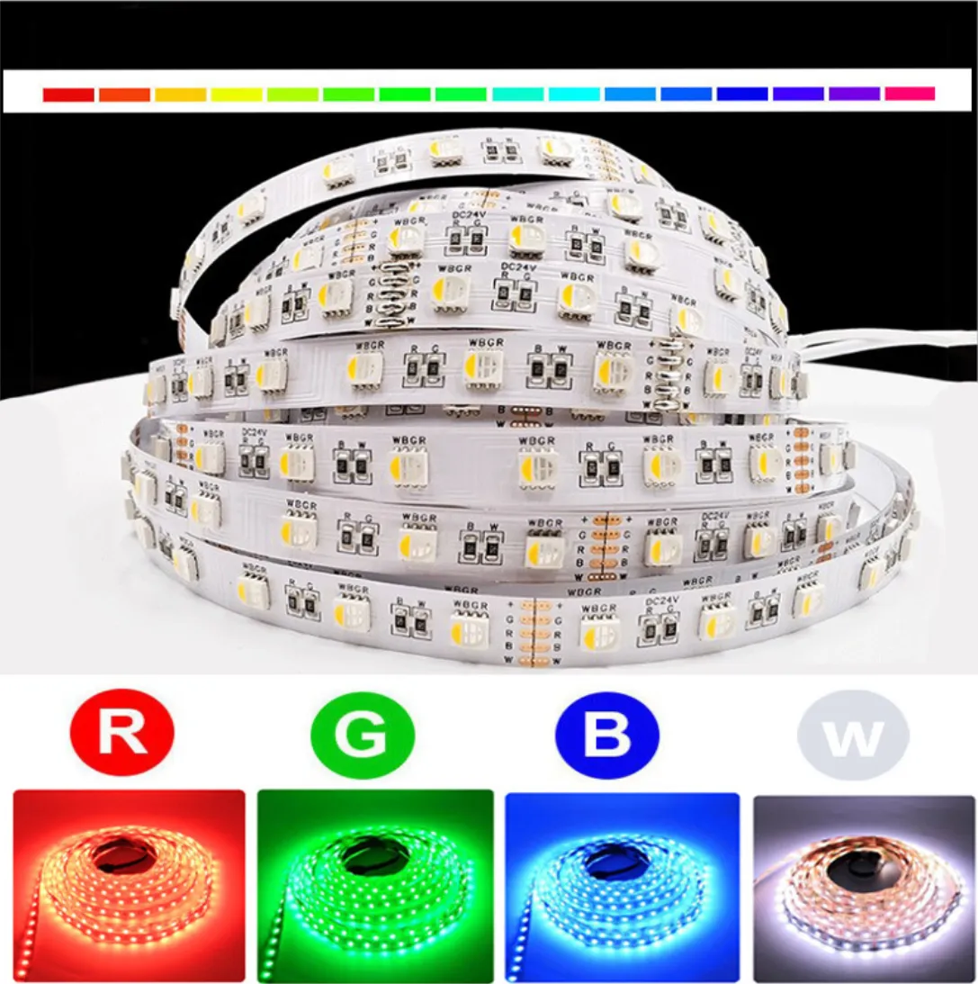 RGBW | RGBWW LED Strips, 16.4FT/5M SMD5050-300 60LEDs 19.2W per Meter 4in1 RGBW LED Strip Lights