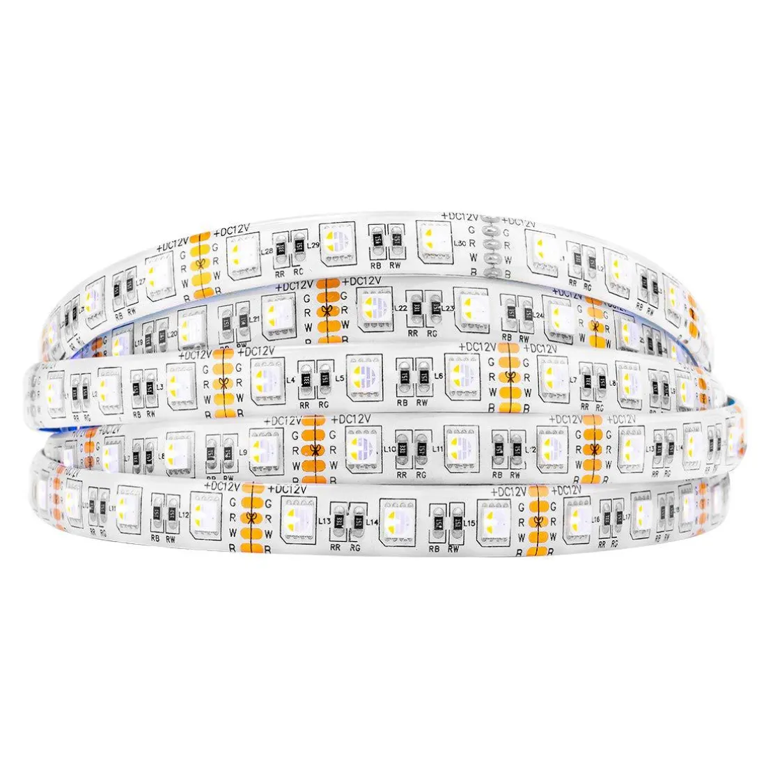 RGBW | RGBWW LED Strips, 16.4FT/5M SMD5050-300 60LEDs 19.2W per Meter 4in1 RGBW LED Strip Lights