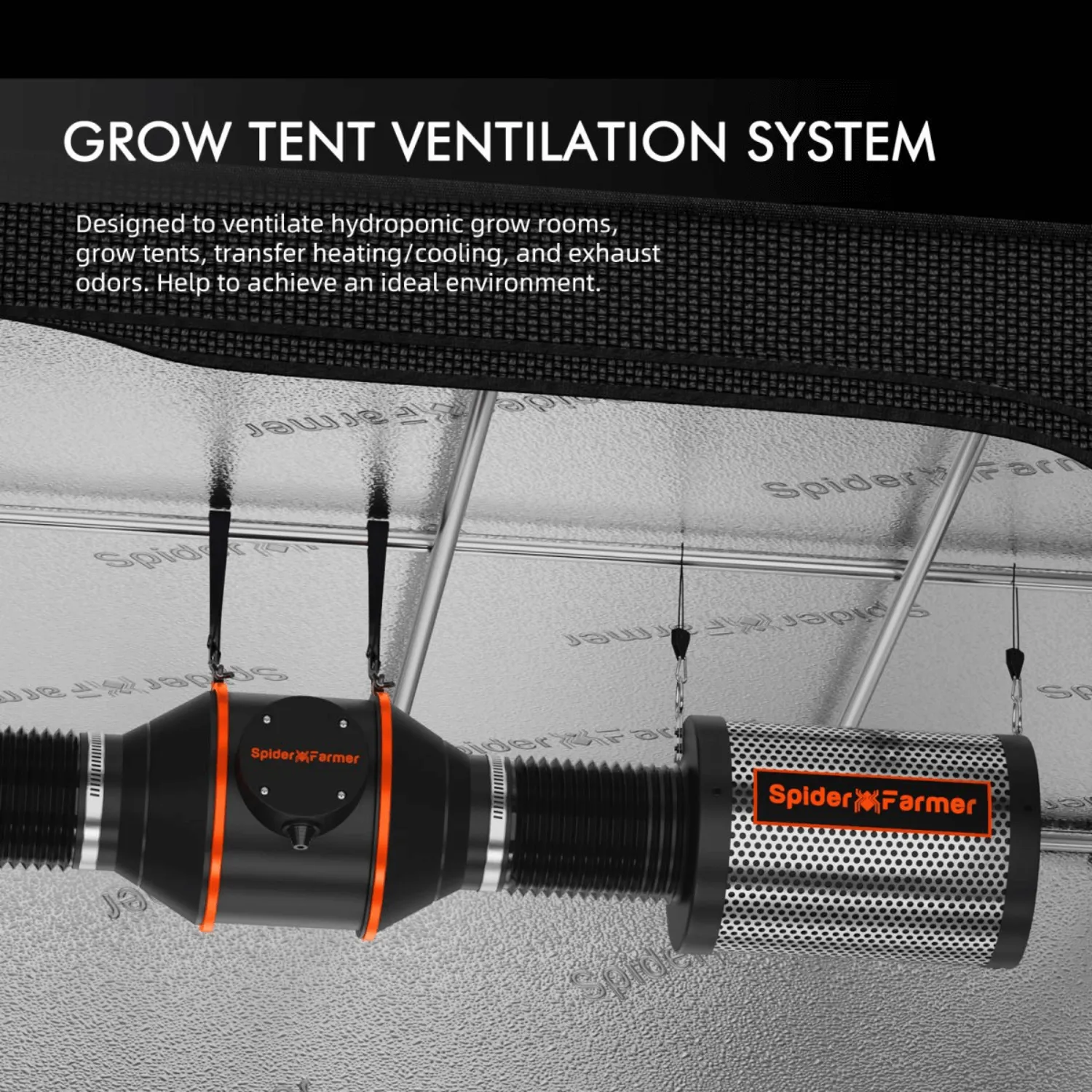 Spider Farmer SF1000 LED Grow Light   2' x 2' Grow Tent   Inline Fan Combo with Temperature and Humidity Controller