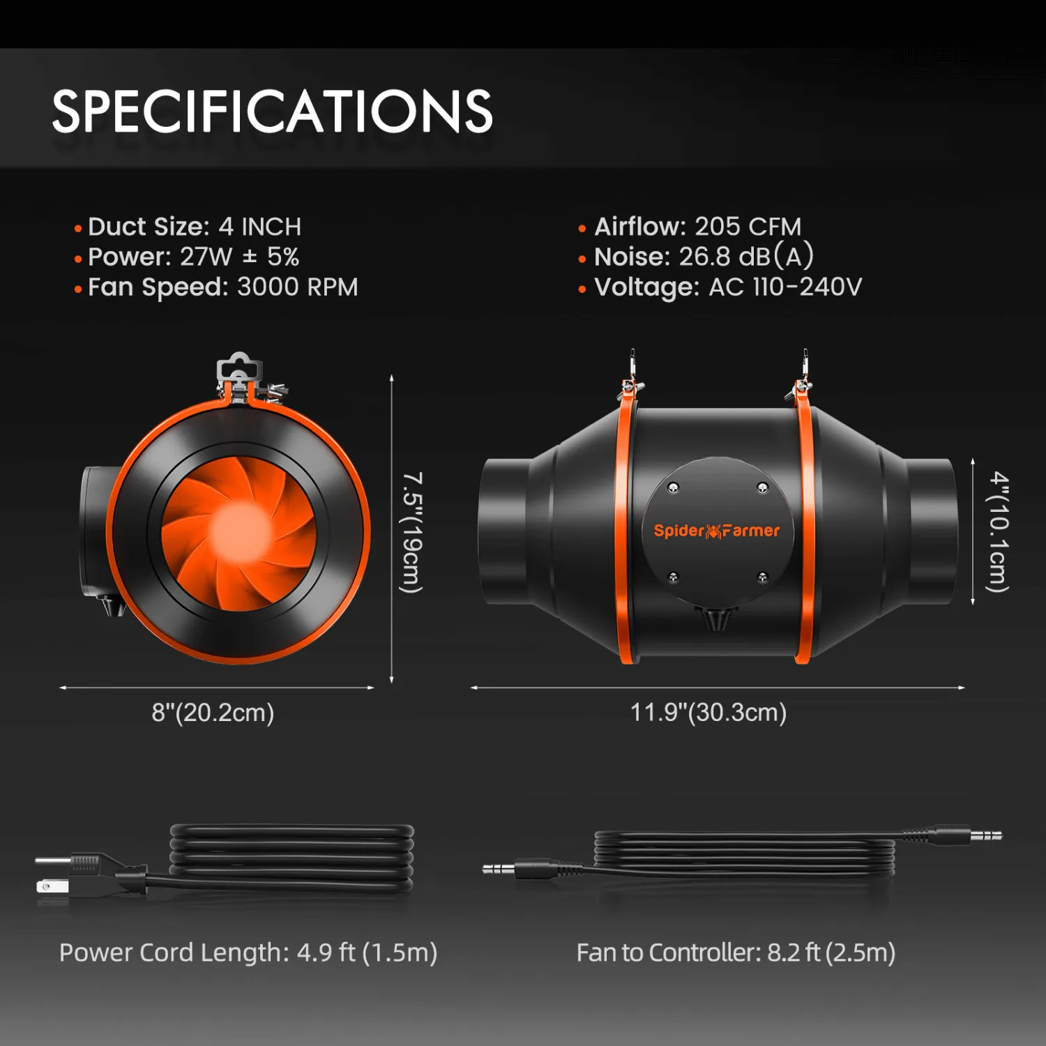 Spider Farmer SF1000 LED Grow Light   2' x 2' Grow Tent   Inline Fan Combo with Temperature and Humidity Controller