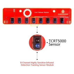 SunFounder IIC I2C Line Follower Module 8 Channel Infrared IR Detection Tracking Sensor for Arduino Smart Car Robot STM8S105C4